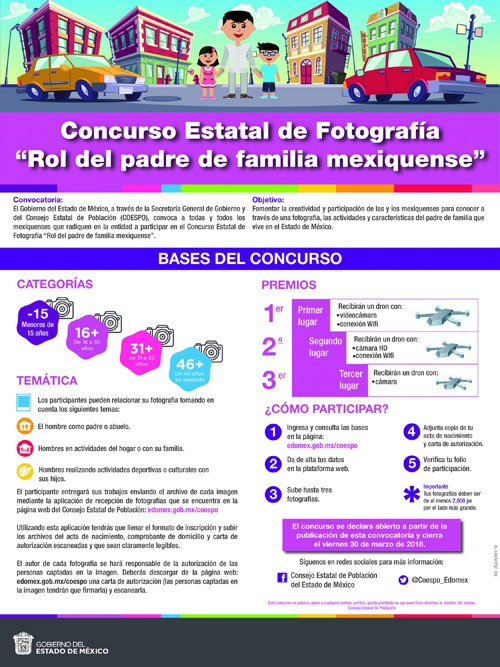 Abre convocatoria al concurso estatal de fotografía “Rol del Padre de Familia Mexiquense”